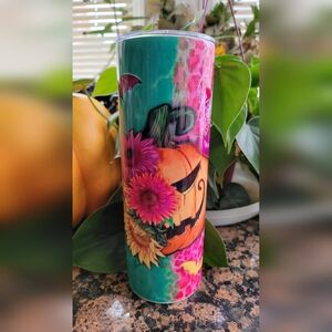 Sorta Sweet Sorta Spooky 20 Tumbler with Lid Autumn Fall Design Pumpkin Cup